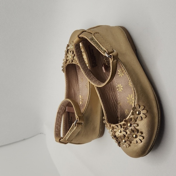 Self Esteem Gold Garden Ballet Flats Ankle Strap Girls Size 6 - Picture 6 of 10